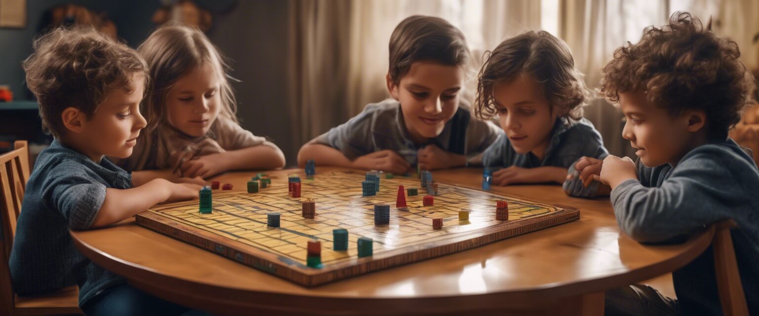 Children playing an educational board game